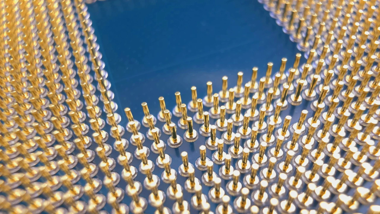 Closeup of the CPU pins on the back of my old AMD Ryzen 7 3800x