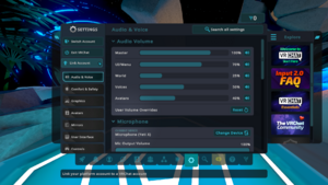 A screenshot of the VRChat menu with a visible "Link Account" button.