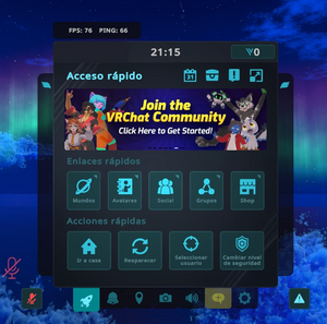 An image of the Quick Menu in VRChat.