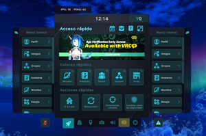 An image of the Quick Menu in VRChat, with it's wings open.