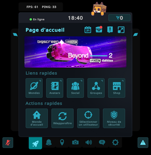 Une image du menu rapide dans VRChat.