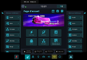 Une image du Menu rapide dans VRChat, avec ses volets latéraux ouverts.