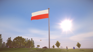 Big flagpole at the center of the map.