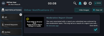 The in-app notification displaying sucessful moderation case close.