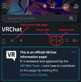 The edit buttons on a VRChat Wiki page, for a smartdevice web browser.